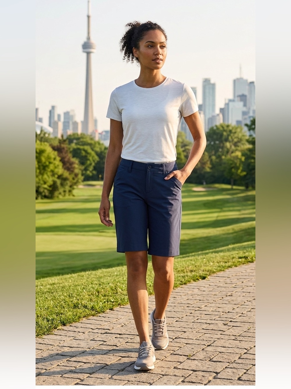 Eddie Bauer Adventurer Bermuda Shorts Navy Blue size 8. Golf, Athleisure Casual